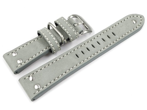 Uhrenarmband leder grau extra - leder,